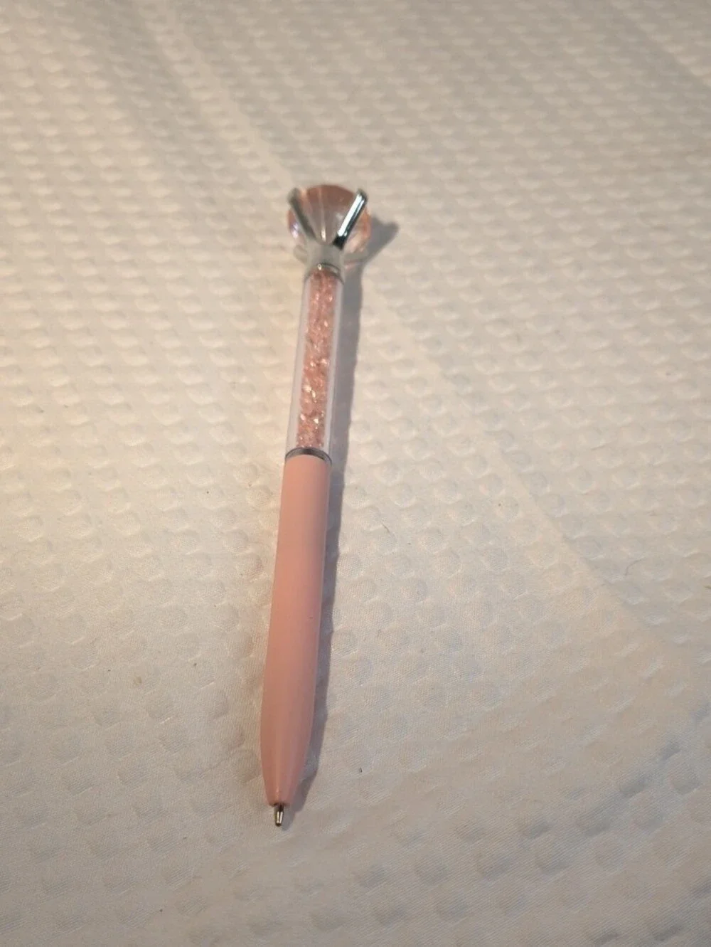 Pink Crystal Top Ballpoint Pen - Elegant Blush Writing Pen